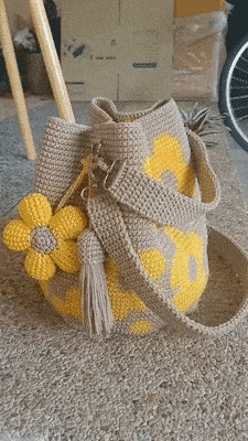 Handmade Crochet Flower Tote