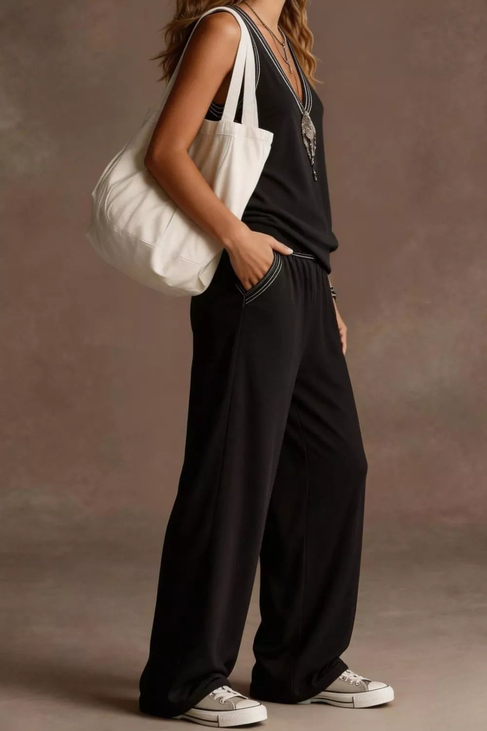 V-Neck Tank & Wide-Leg Pants Resort Set