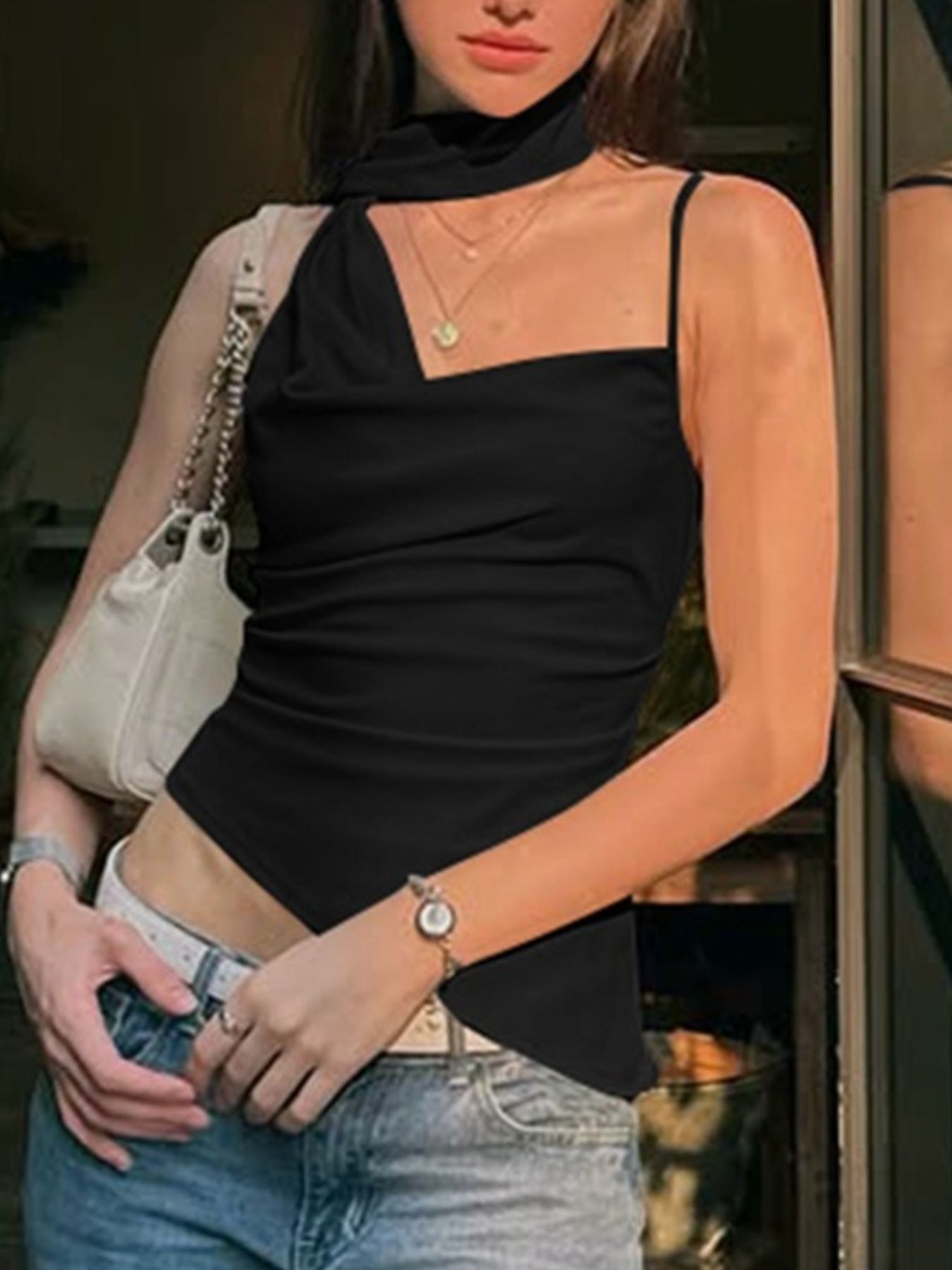 Asymmetrical Ruched Cami Top