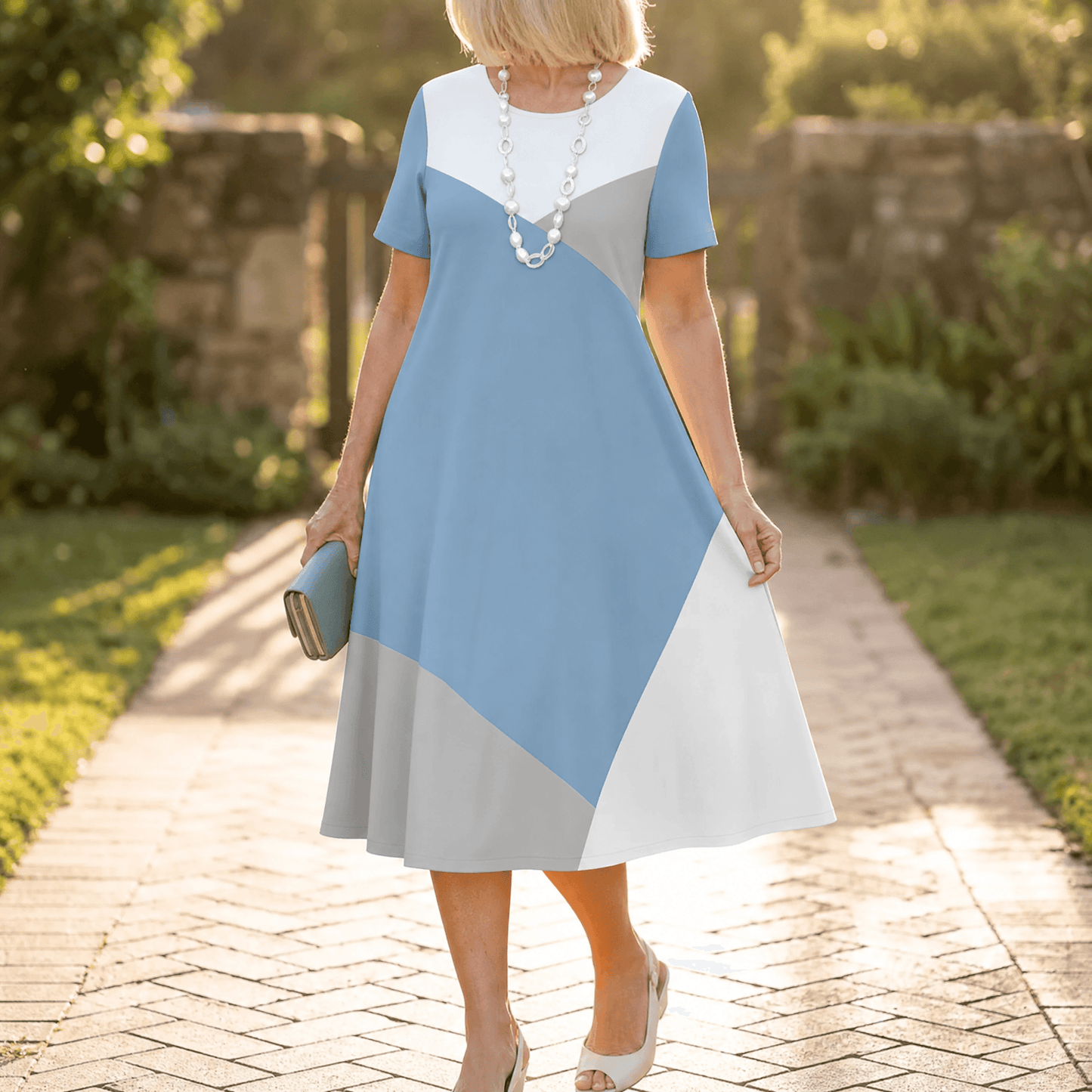 Vivara – Women's pleated gradient print dress