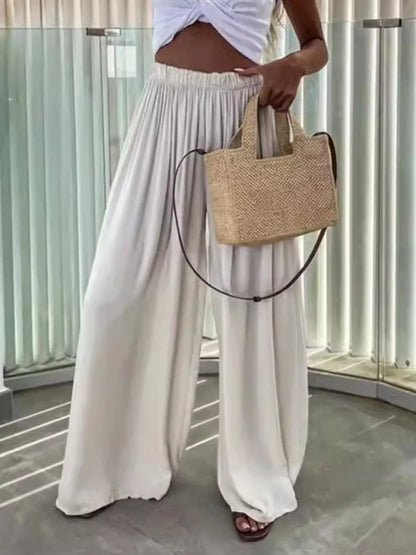 Wide-Leg Paperbag Waist Flowy Pants