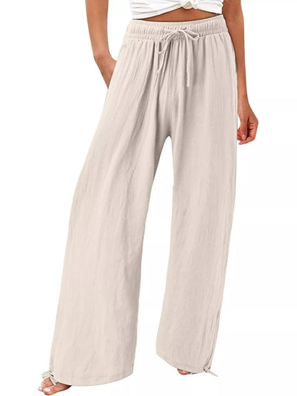 Wide-Leg Drawstring Waist Resort Pants