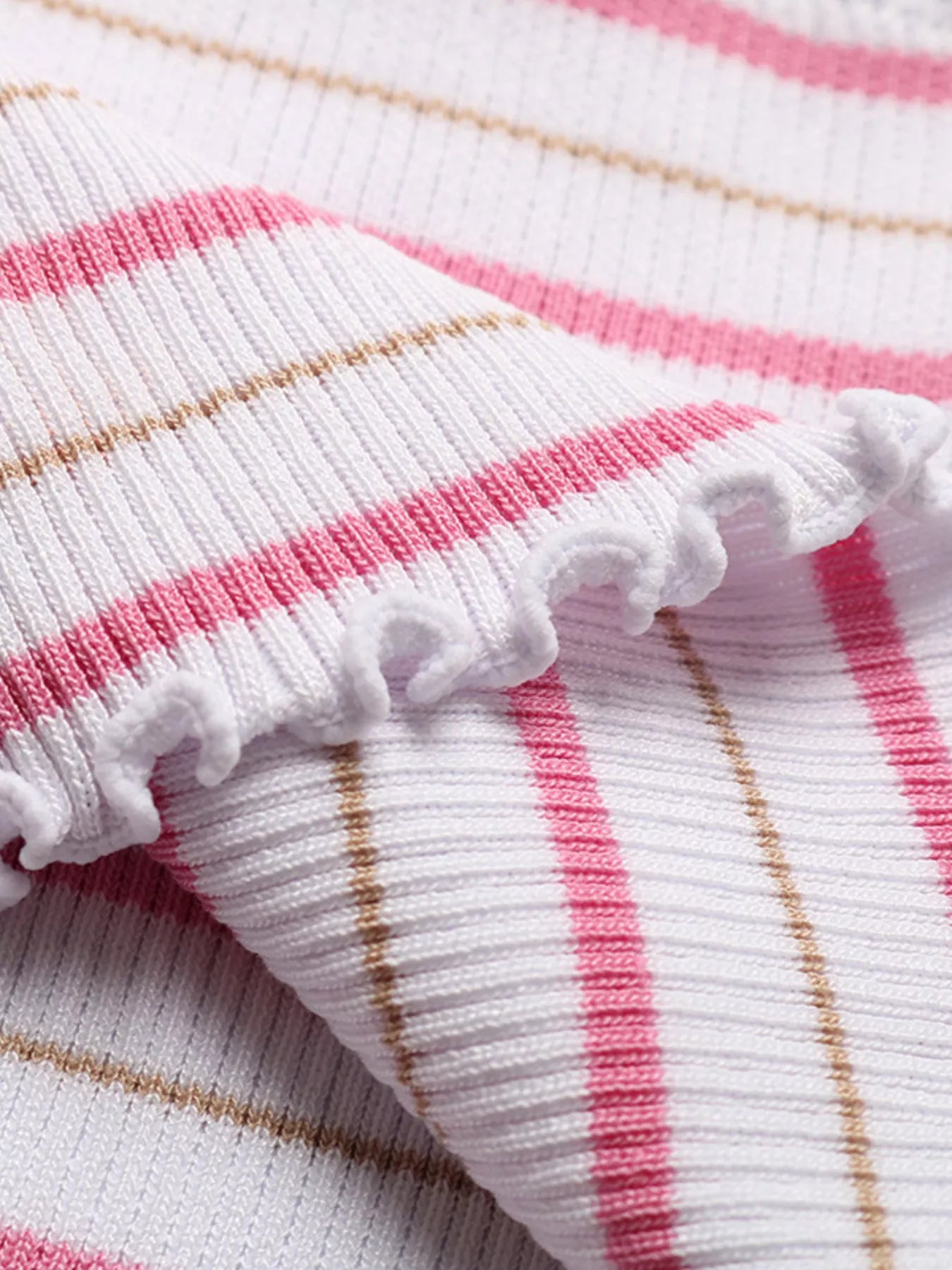 Striped Frill Crop Tube Top