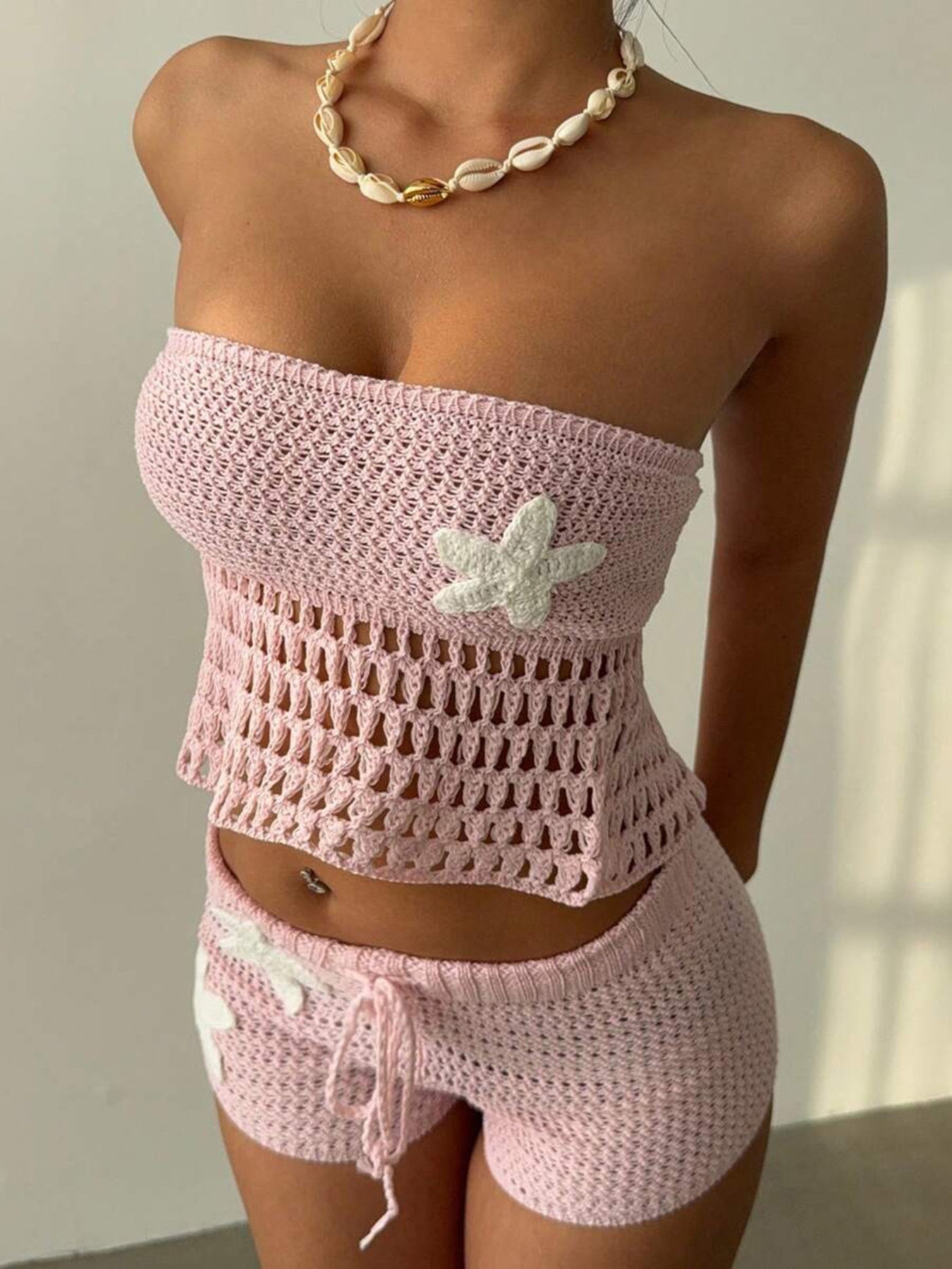 Crochet Tube Top & Shorts Set