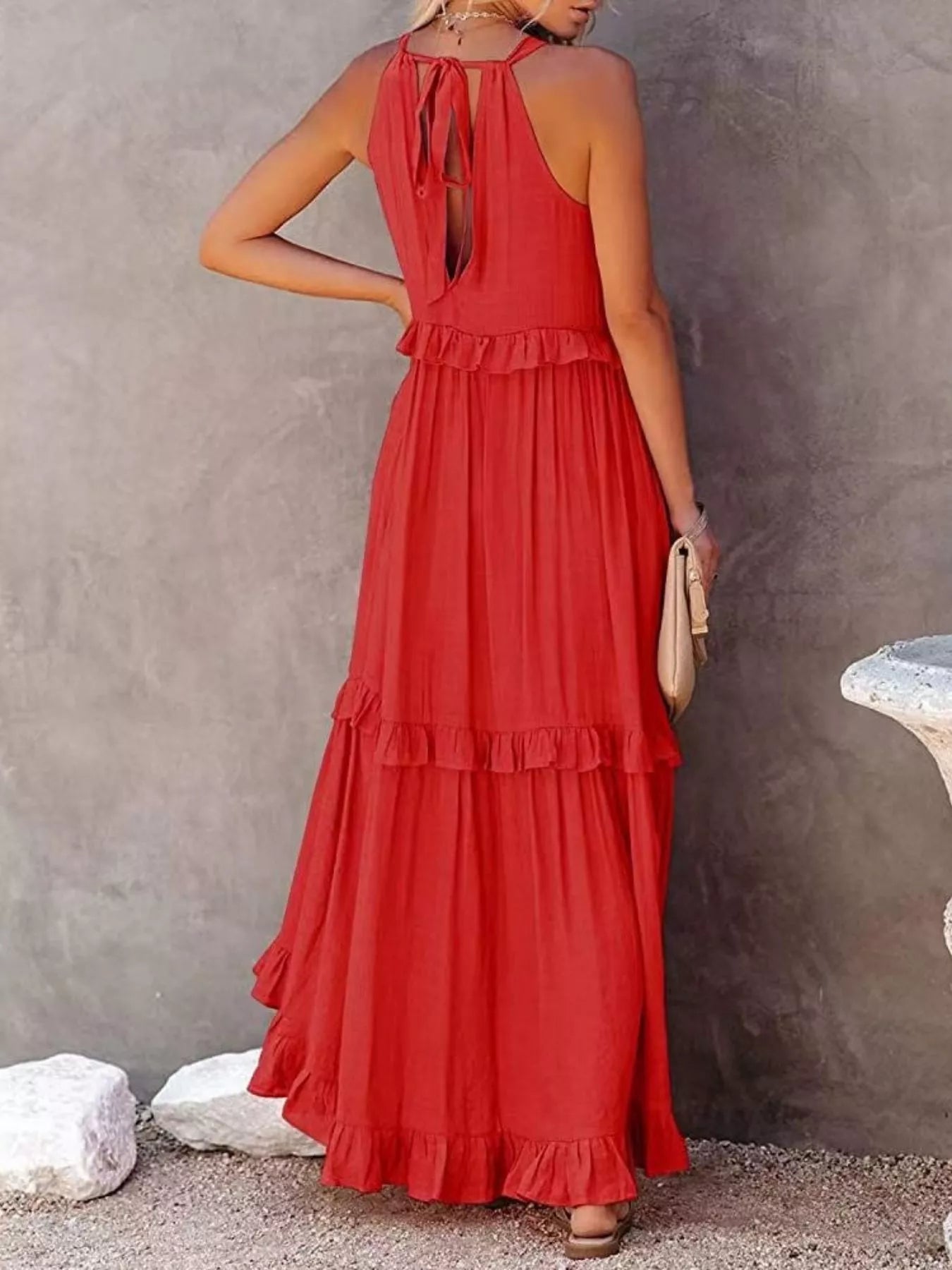 Tiered Ruffle Sleeveless Maxi Dress