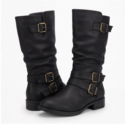 Strova - Crushed Slouch Mid Calf Boots