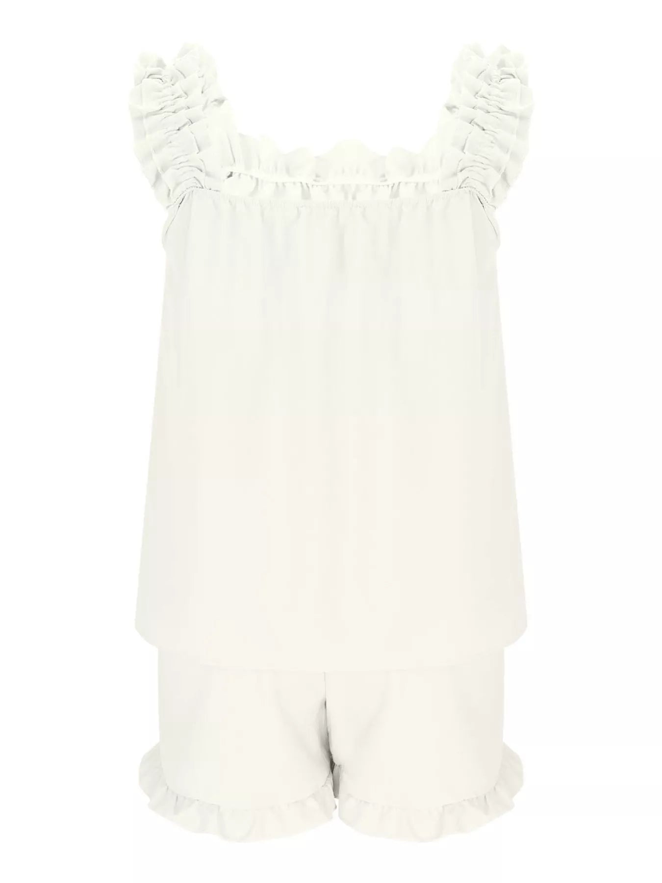 Ruffle Trim Sleeveless Top & Shorts Set