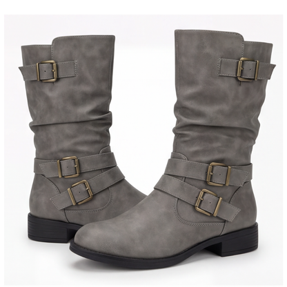 Strova - Crushed Slouch Mid Calf Boots