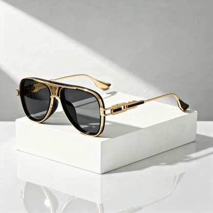 Structured Aviator Sunglasses Metal Acetate