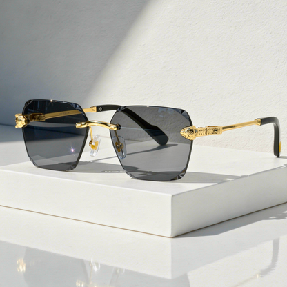 Zelcor ShadesRimless Rectangle Sunglasses Leopard Hardware
