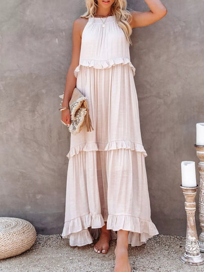 Tiered Ruffle Sleeveless Maxi Dress