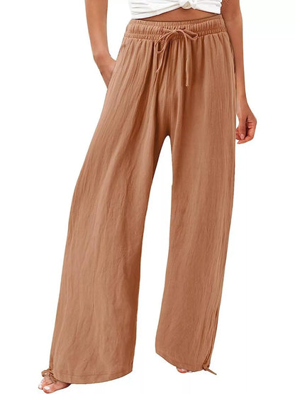 Wide-Leg Drawstring Waist Resort Pants