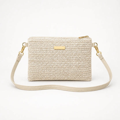 Solène – Woven Straw Crossbody Clutch Bag for Women
