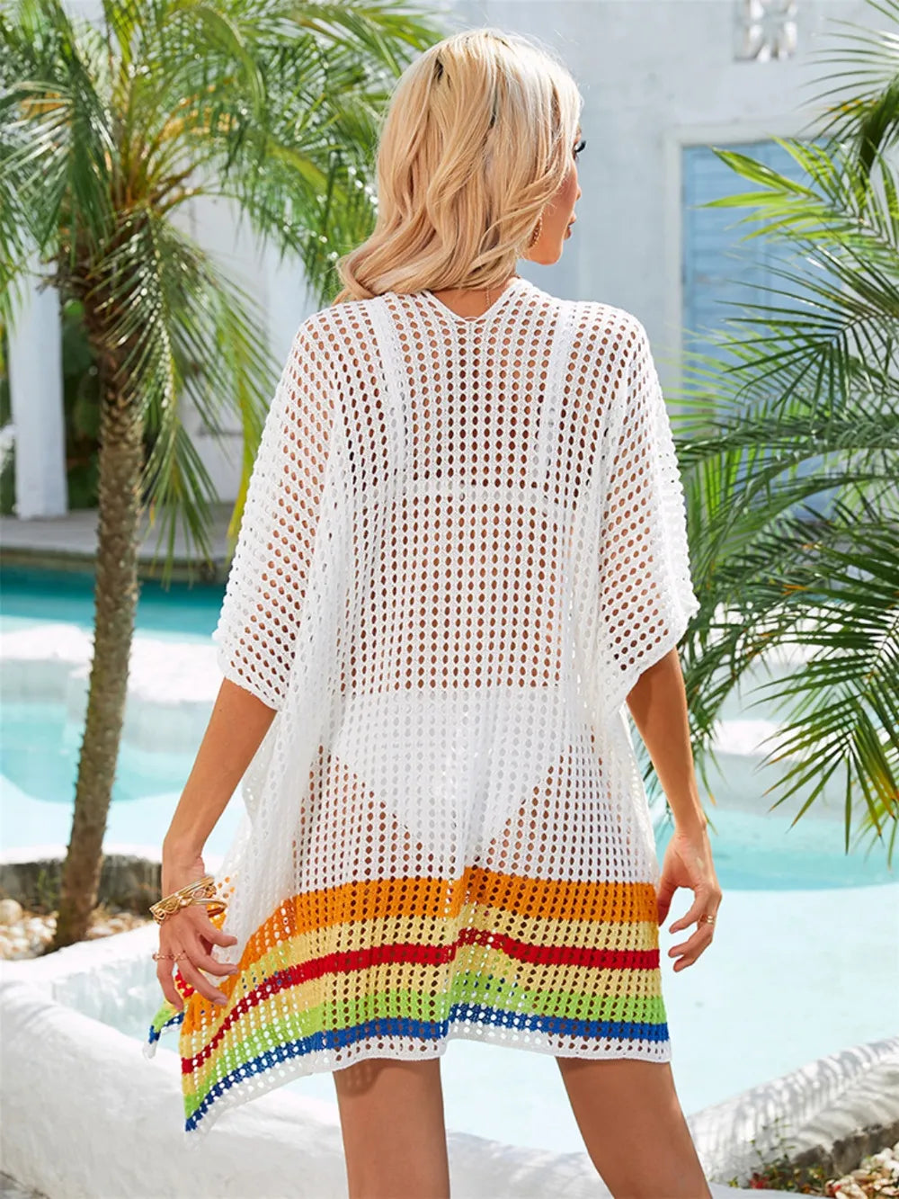 Slit Openwork V-Neck Cover-Up