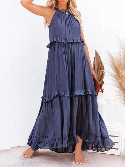 Tiered Ruffle Sleeveless Maxi Dress