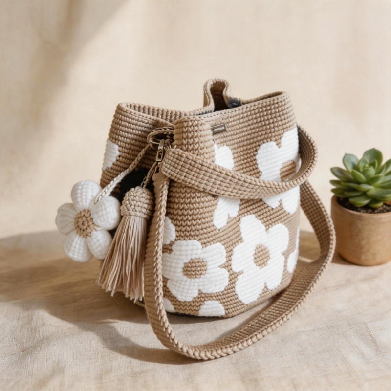 Handmade Crochet Flower Tote