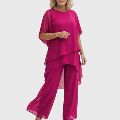 Suit with draped palazzo pants