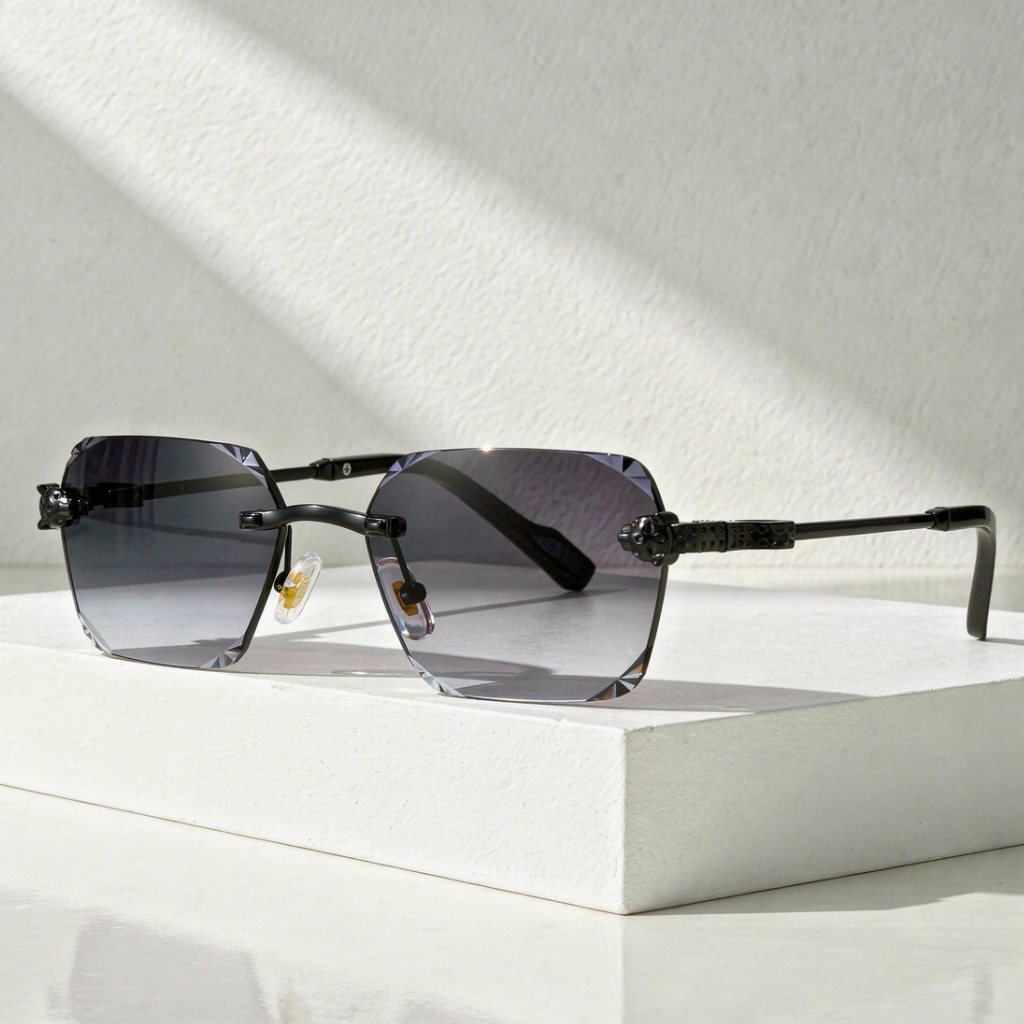 Zelcor ShadesRimless Rectangle Sunglasses Leopard Hardware