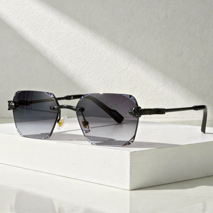 Zelcor ShadesRimless Rectangle Sunglasses Leopard Hardware