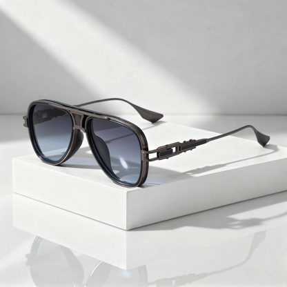 Structured Aviator Sunglasses Metal Acetate