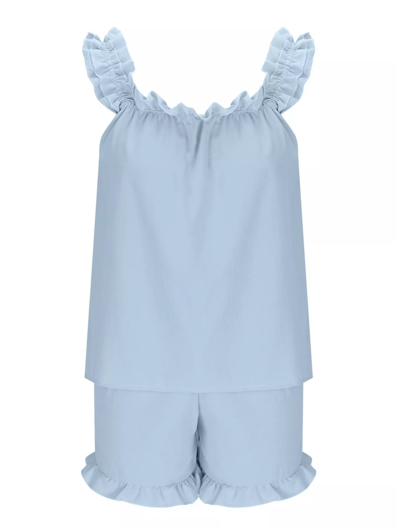 Ruffle Trim Sleeveless Top & Shorts Set