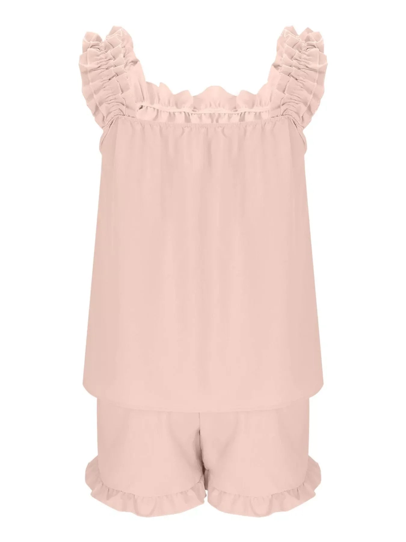 Ruffle Trim Sleeveless Top & Shorts Set