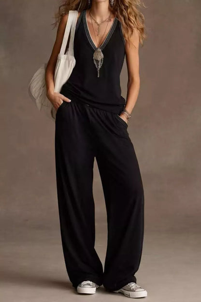 V-Neck Tank & Wide-Leg Pants Resort Set