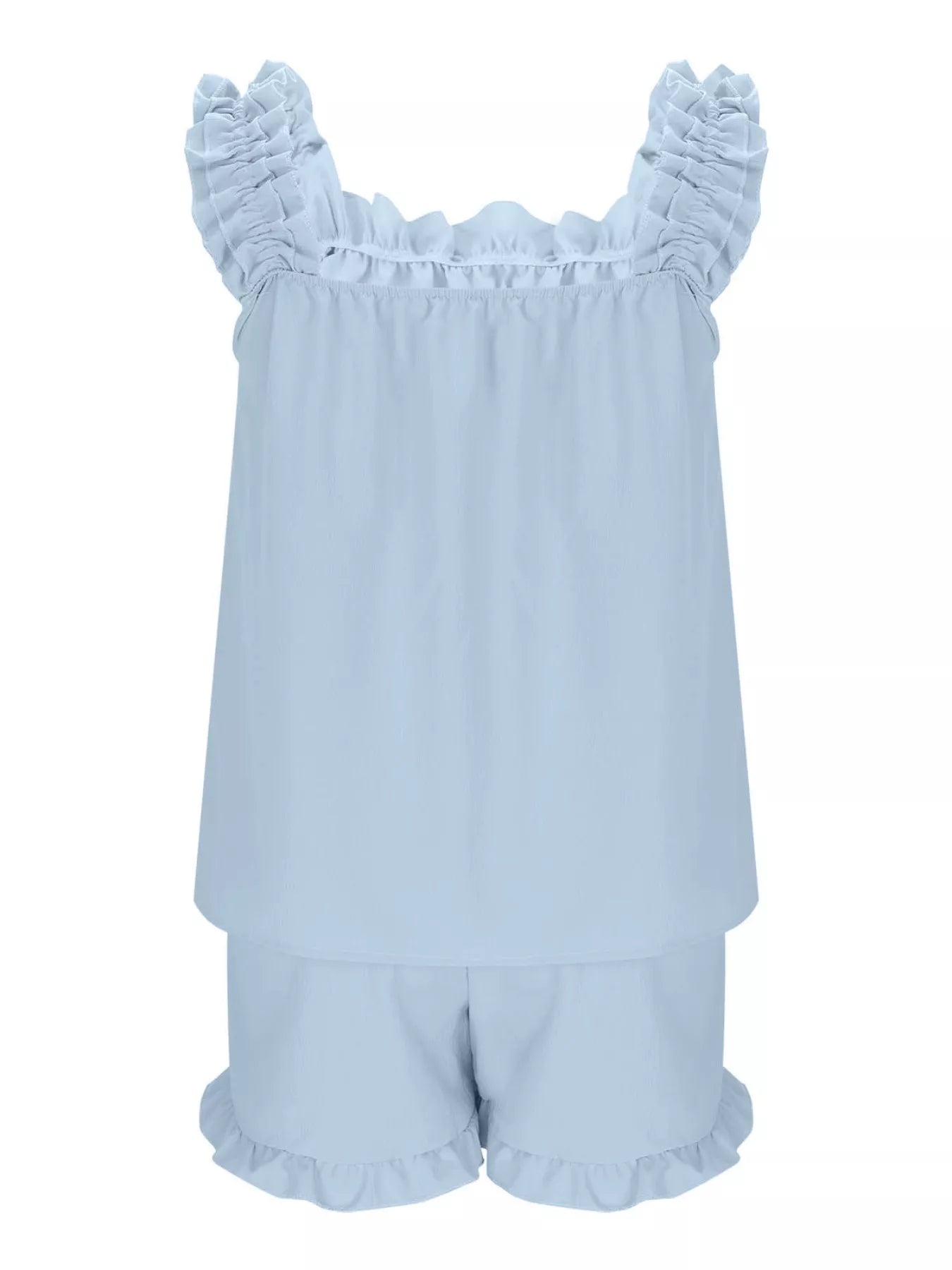 Ruffle Trim Sleeveless Top & Shorts Set