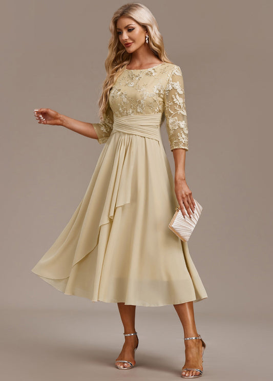 Women’s Dress | Midi Chiffon Skirt with Floral Lace Detail