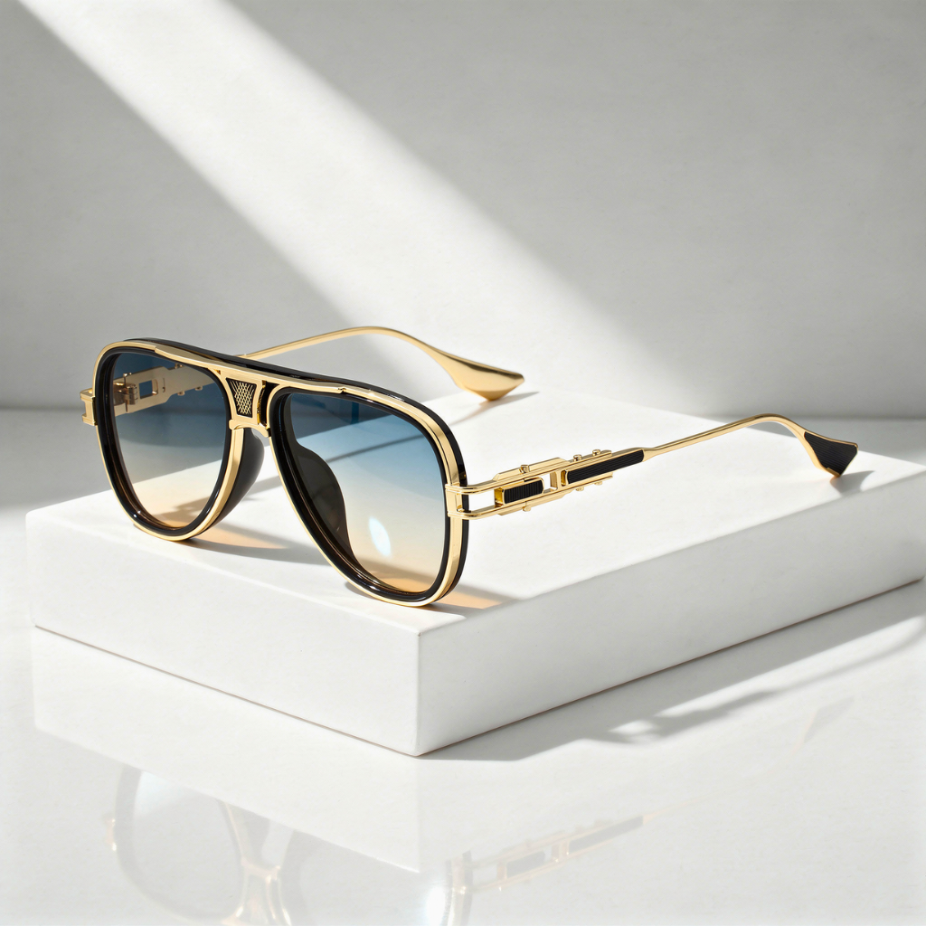 Structured Aviator Sunglasses Metal Acetate