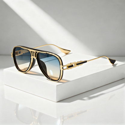Structured Aviator Sunglasses Metal Acetate