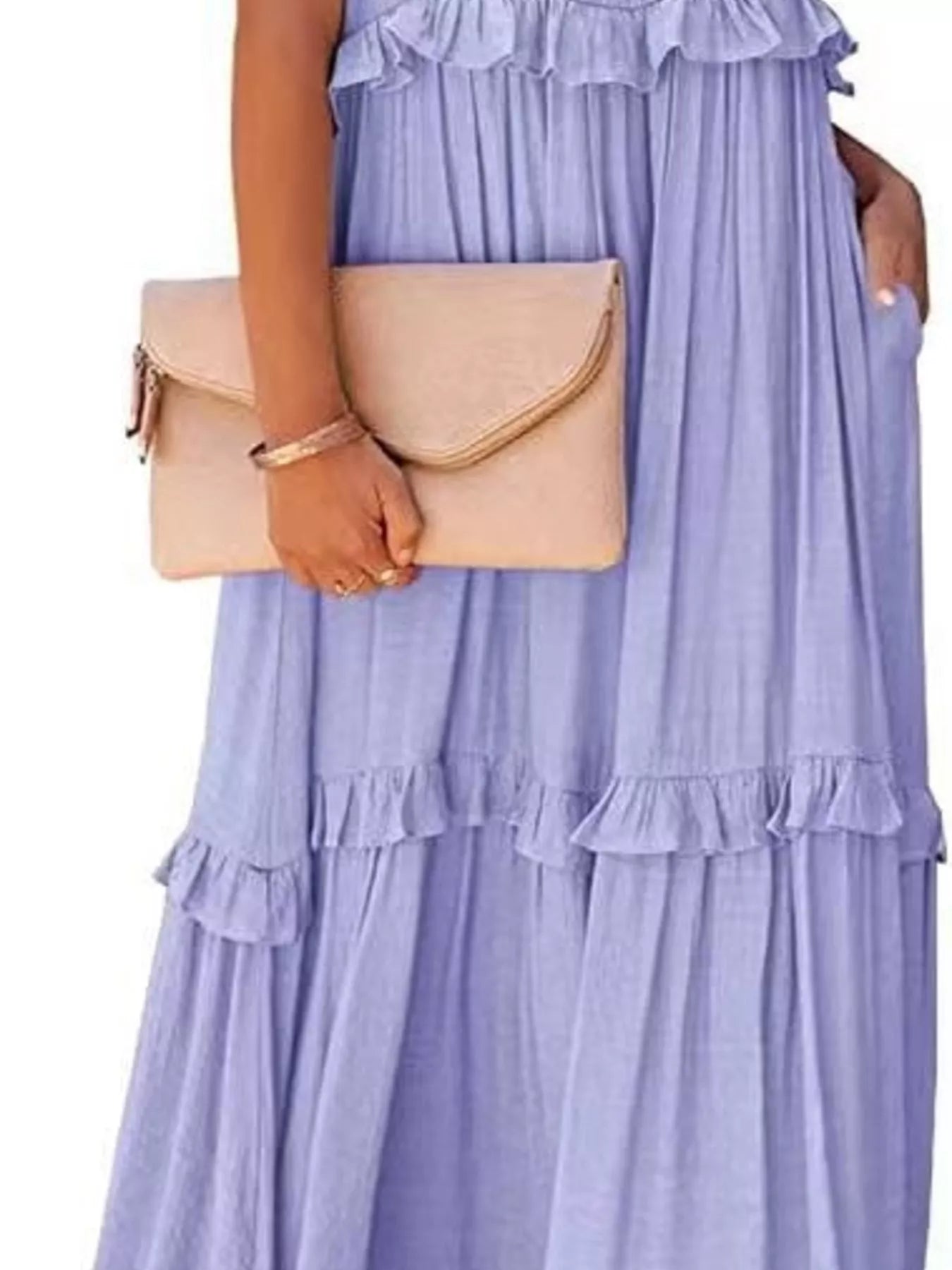 Tiered Ruffle Sleeveless Maxi Dress
