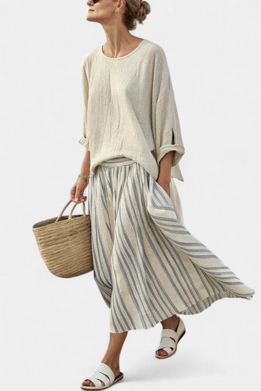 Aurora - Striped Midi Skirt Set