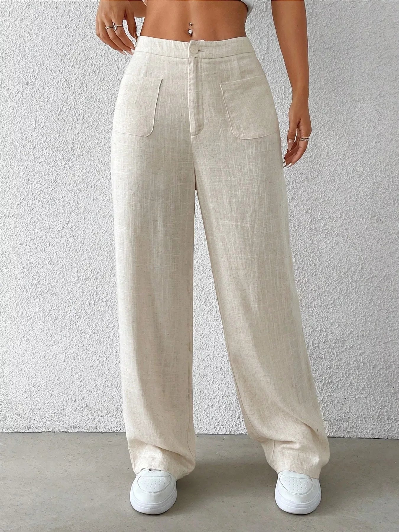 Wide-Leg Linen-Blend Resort Pants