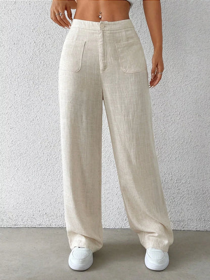 Wide-Leg Linen-Blend Resort Pants