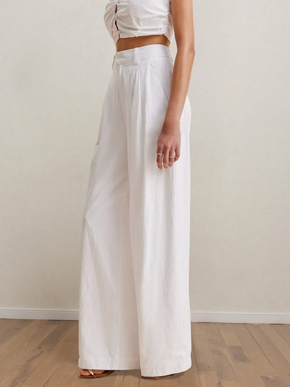 Strapless Peplum Top & Wide-Leg Pants Set