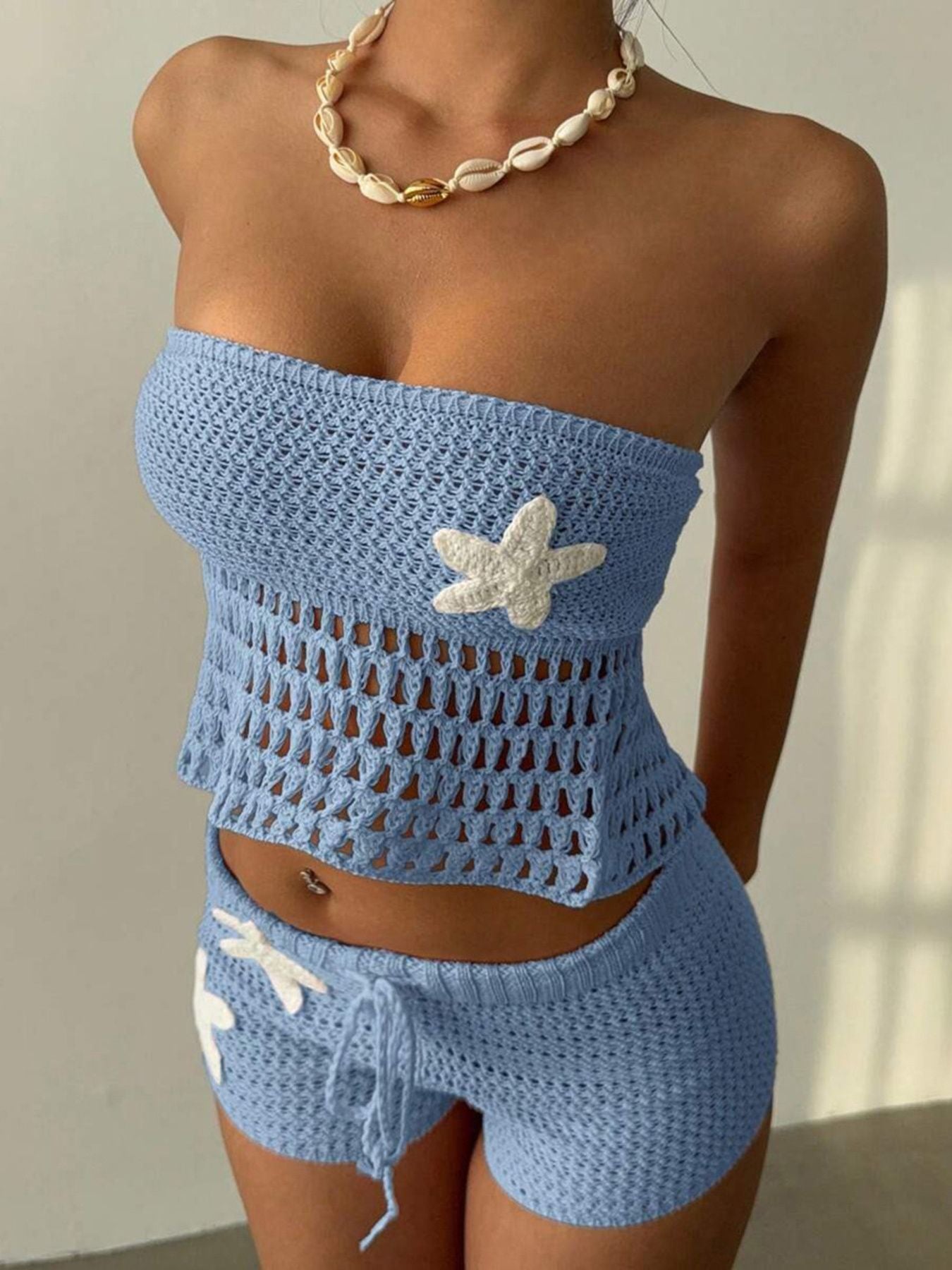 Crochet Tube Top & Shorts Set