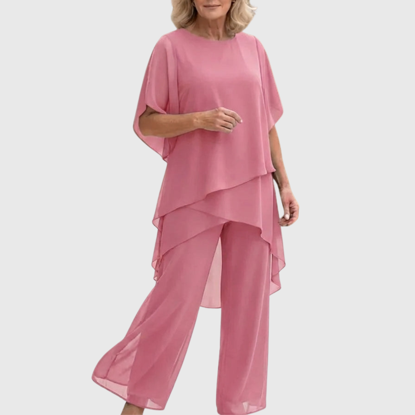 Suit with draped palazzo pants