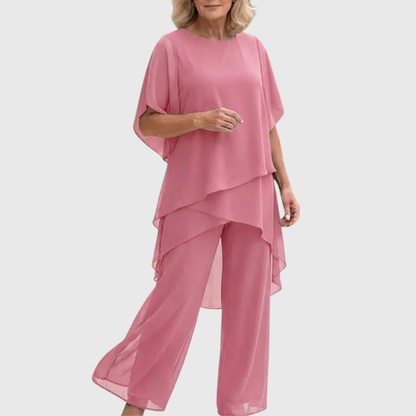 Suit with draped palazzo pants