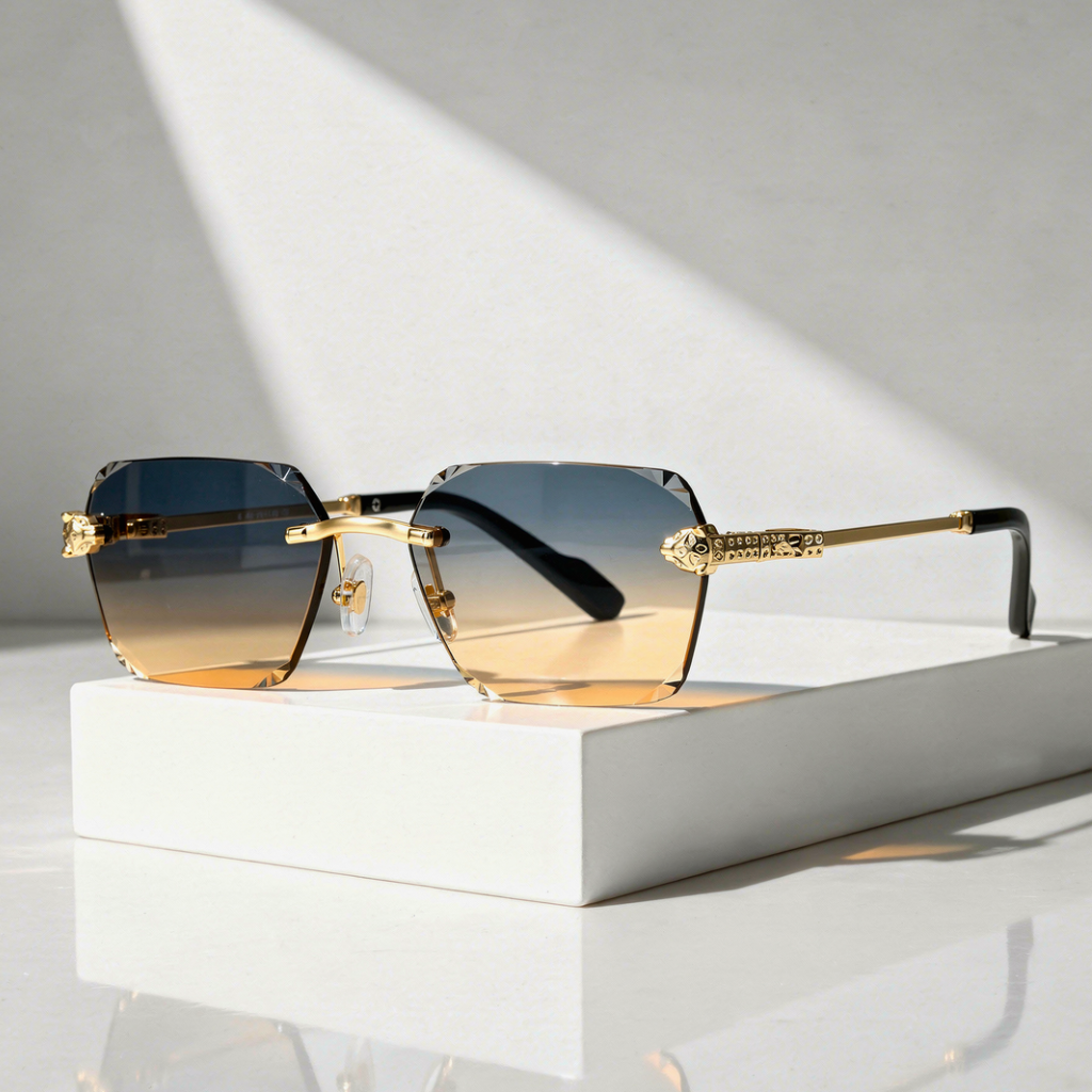 Zelcor ShadesRimless Rectangle Sunglasses Leopard Hardware
