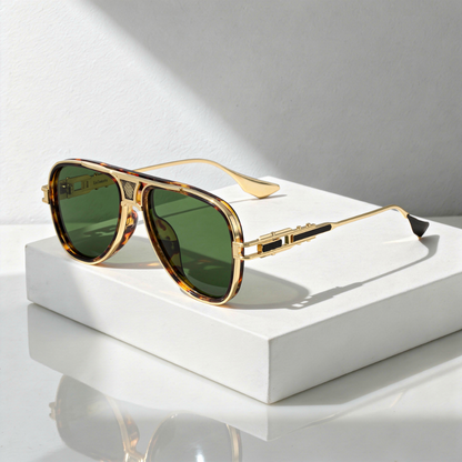 Structured Aviator Sunglasses Metal Acetate