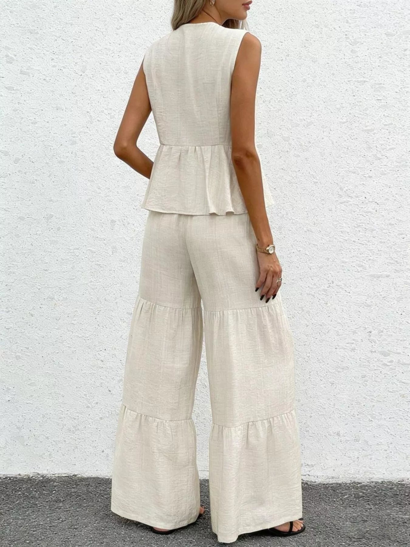 Tie-Front Top & Wide-Leg Pants Resort Set