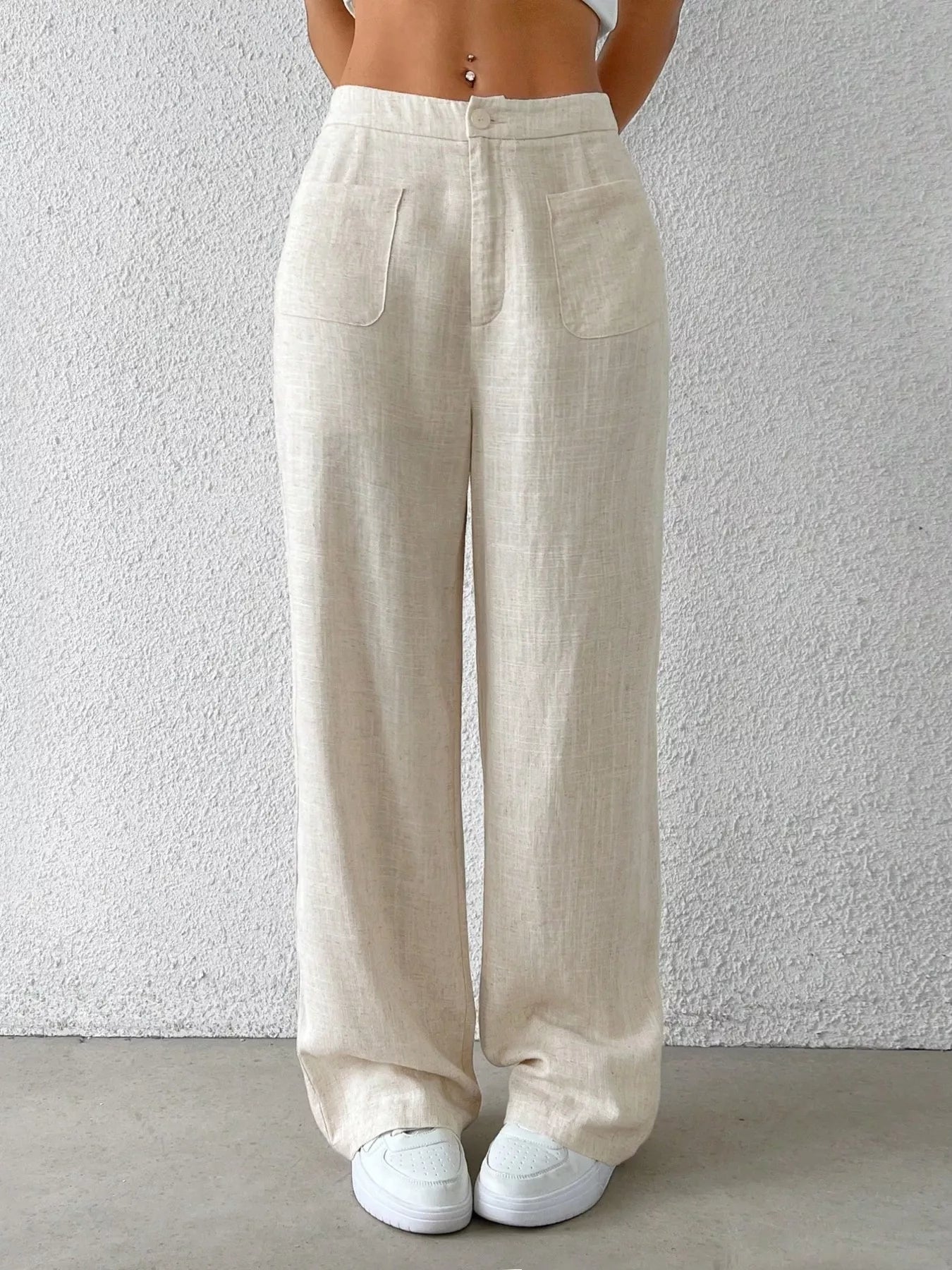 Wide-Leg Linen-Blend Resort Pants