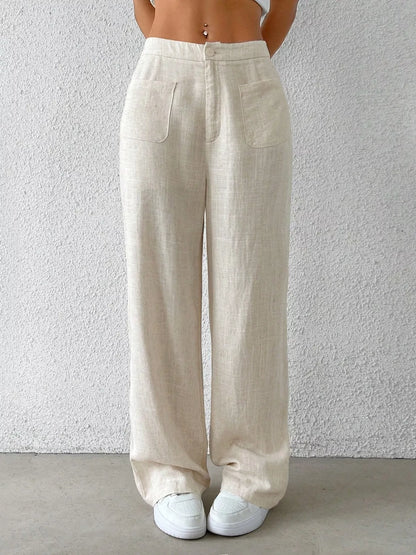 Wide-Leg Linen-Blend Resort Pants