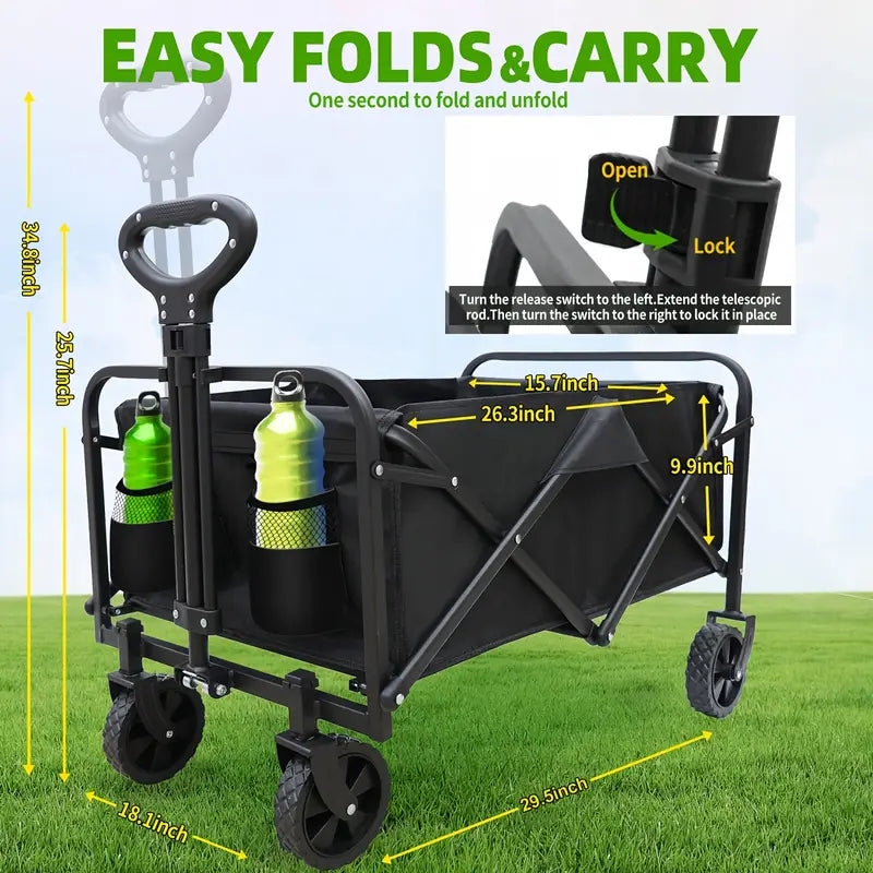 Heavy Duty Collapsible Folding Wagon Cart with All-Terrain Wheels