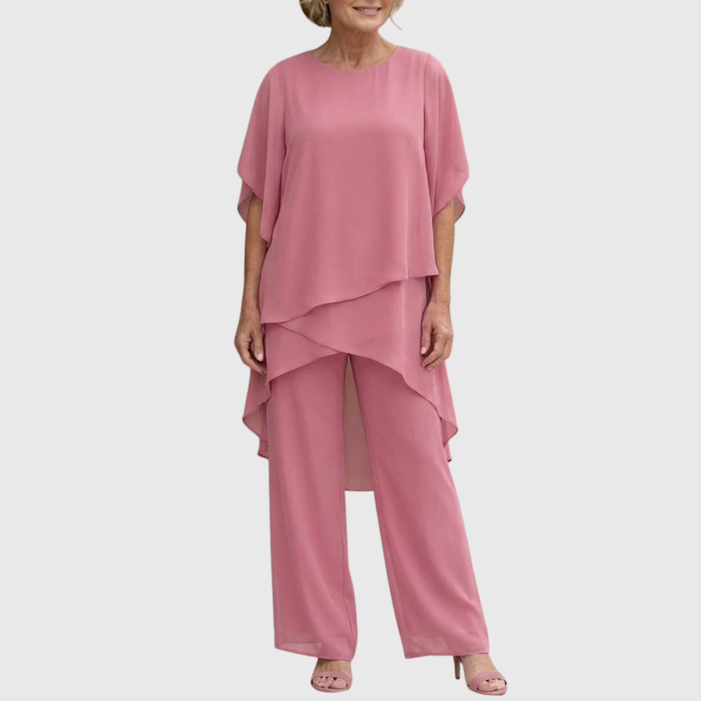 Suit with draped palazzo pants