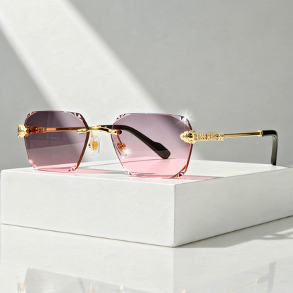 Zelcor ShadesRimless Rectangle Sunglasses Leopard Hardware
