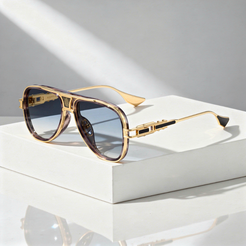 Structured Aviator Sunglasses Metal Acetate