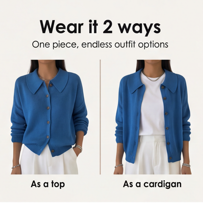 Collete – Women's Soft Knit Cardigan with Peter Pan Collar