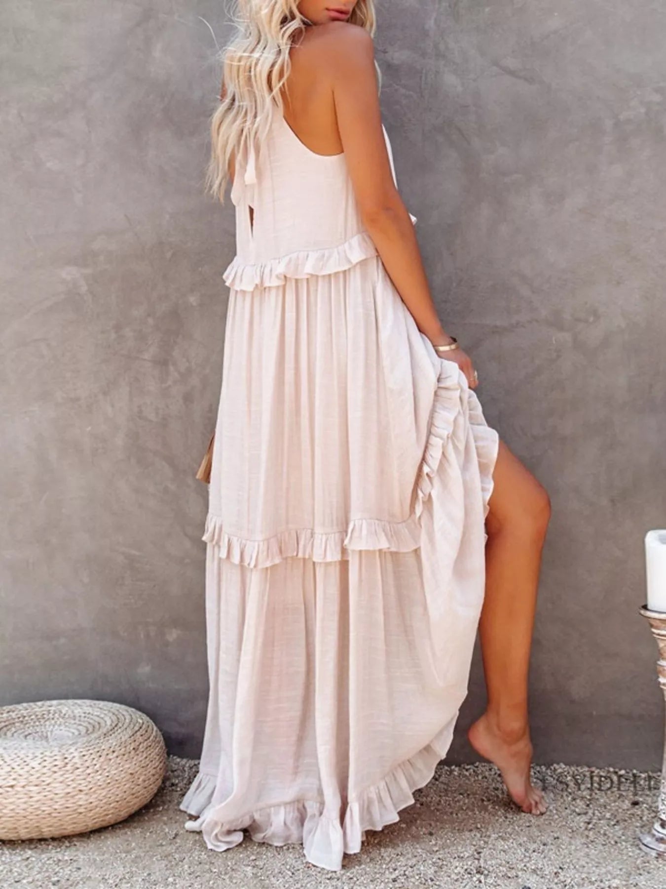 Tiered Ruffle Sleeveless Maxi Dress